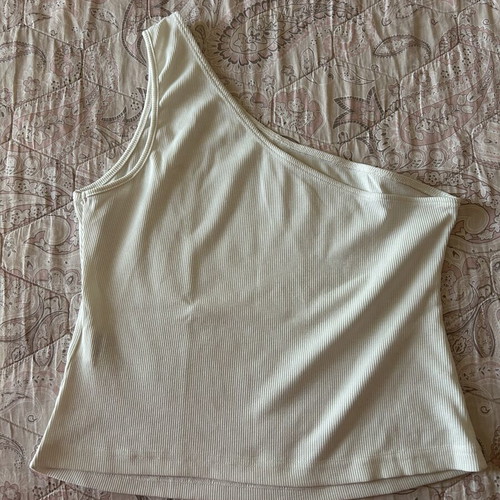 White one-shoulder blouse, size L