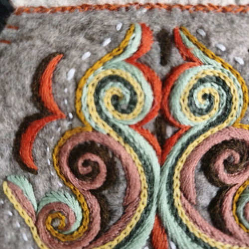 Handmade bag like new wool felt with embroidery