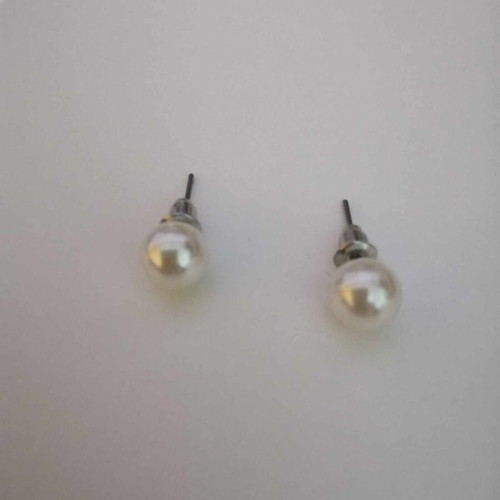 Earrings with pearls 0.8cm new, white