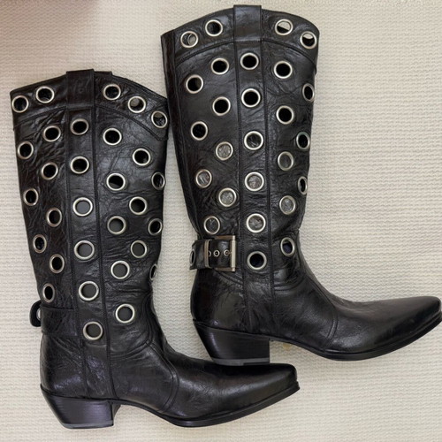Gianni Barbato leather black boots size 39 collectible like new