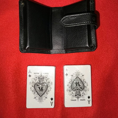 Two Playing Cards in Leather Case new, never used