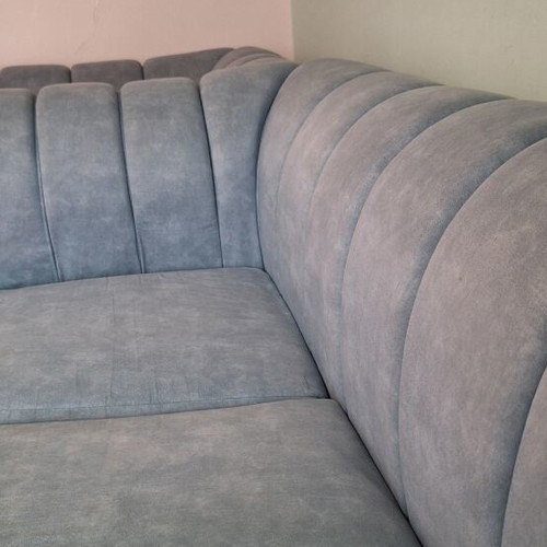 Sofa set 3+2+1 used, sky blue Chesterfield style