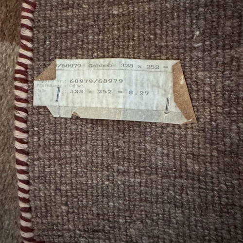 Handmade Gabbeh rug 328×252 cm like new, wool, brown/beige