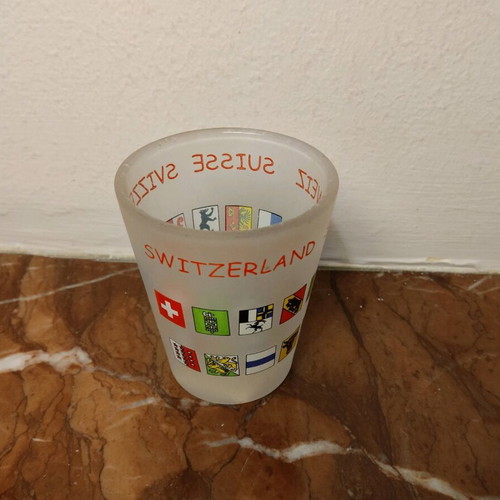 Swiss souvenir shot glass 6cm unused