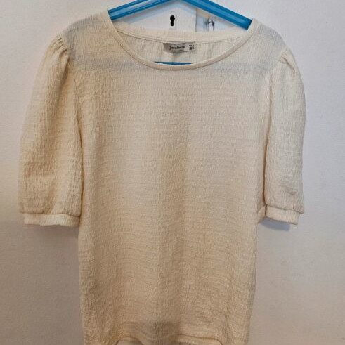 Stradivarius beige blouse with puff sleeves