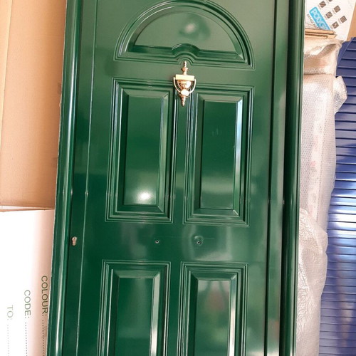 Aluminum exterior door new, cypress color, 1m x 2.20m with multipoint lock