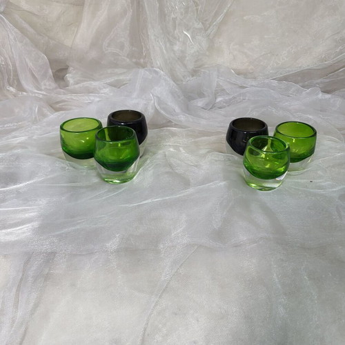 Vintage green art glass vases by Crate & Barrel, like new, set of 60