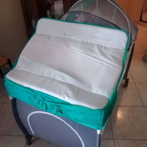 Lionelo Sven Plus playpen 2-level with canopy and mosquito net turquoise new