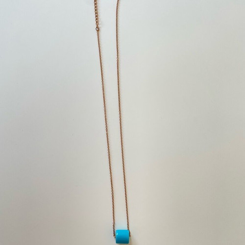 Necklace like new rose gold stainless steel 316L chain with turquoise bead