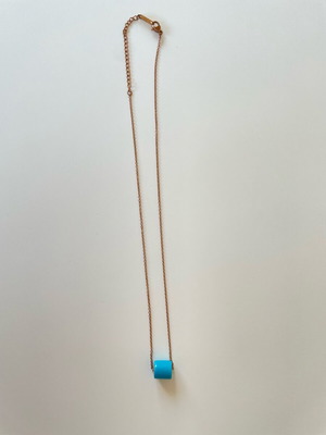Necklace like new rose gold stainless steel 316L chain with turquoise bead