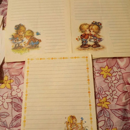 Vintage stationery used, set of 3 sheets
