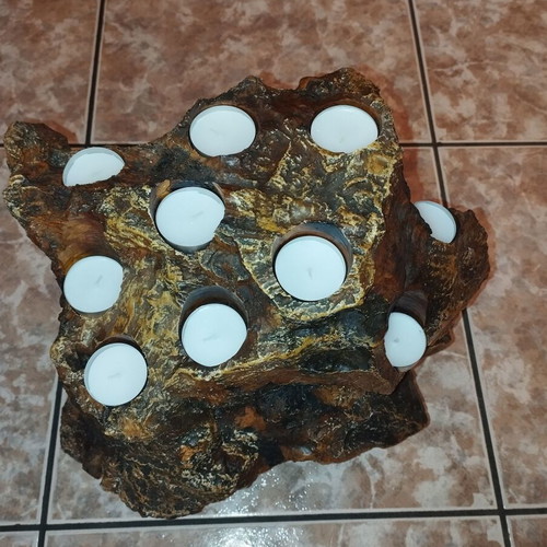 Handmade Olive Root Candlestick with Ten Tea Light Holders like new