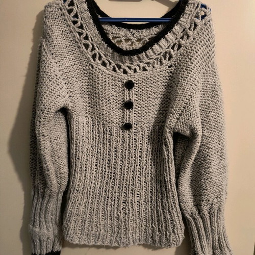 Handmade women's knitted sweater gray like new with gift ribbon