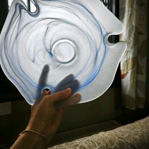 Opaline platter like new, blue shades