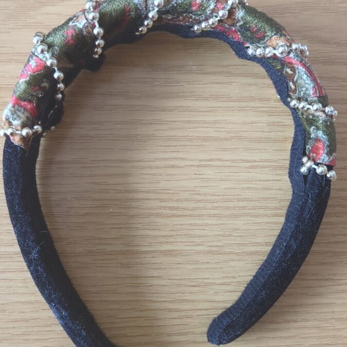 Victorian style headband new, velveteen with pattern