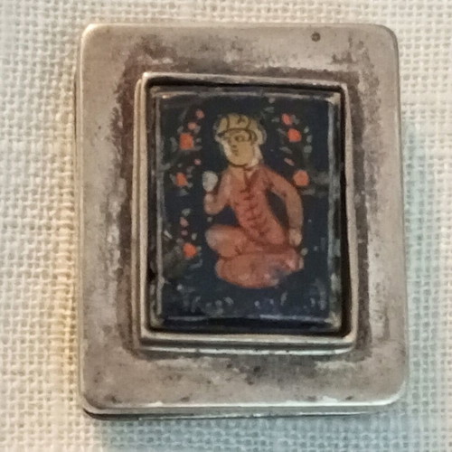 Persian 925 silver box like new with enamel
