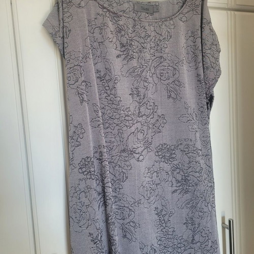 Toi&Moi women's dress, grey melange/purple, loose fit with floral pattern