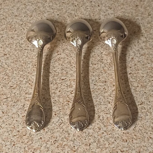 Christofle Marly Silverplated Dessert Spoons Like New, Set of 3