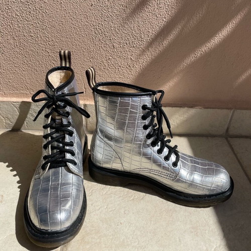 Tsoukalas Shoes silver ankle boots used, size 38, 3 cm heel