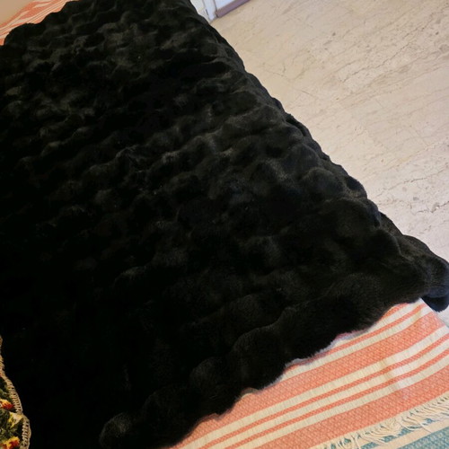 Fur blanket new, black, soft, 1.10×1.50 m with lining