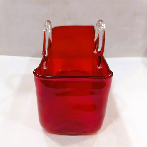 Vintage Handmade Purse Vase Murano Style Mouth-Blown Glass, like new