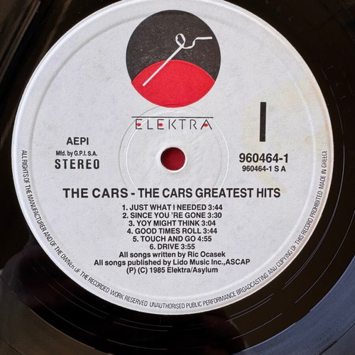 The Cars Greatest Hits LP used, rock genre