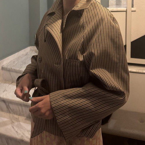 Mango short trench coat, beige and brown, size M