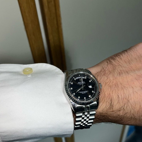 Holuns Datejust 36 mm Quartz watch like new, men's, black-silver