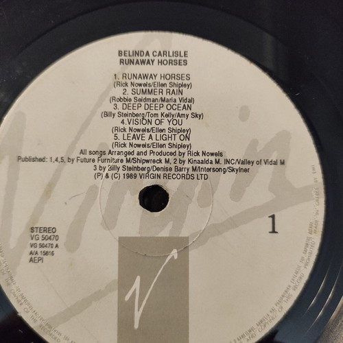 Belinda Carlisle Runaway Horses LP used, original Greek edition 1989