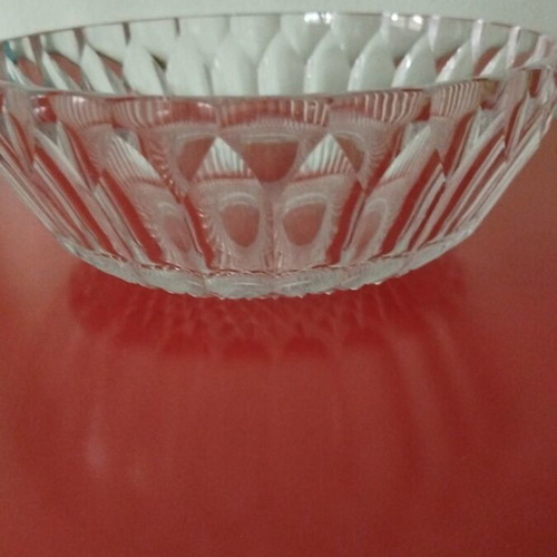 Crystal salad bowl like new, diamond cut, 21 cm diameter