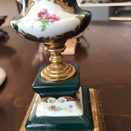 Vintage table lamps 1960s used, alabaster and brass base