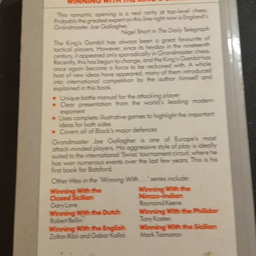 Winning with the King's Gambit chess book like new, English