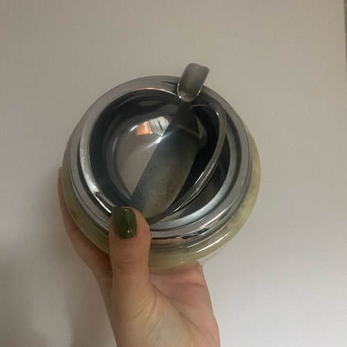 Vintage ashtray used with green onyx stone