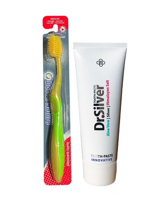 Dr. Silver Toothpaste 75 ml and Nano Gold Toothbrush Set new