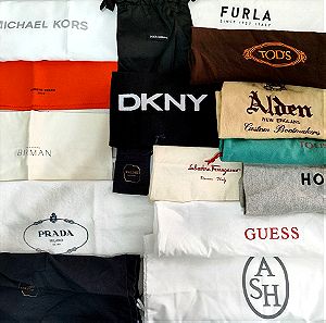 16x Θήκες Dustbags από διάφορα brands - Salvatore Ferragamo, TOD'S, DKNY, PRADA, HOGAN, MICHAEL KORS, D&G, FURLA, TOUS κ.ά.