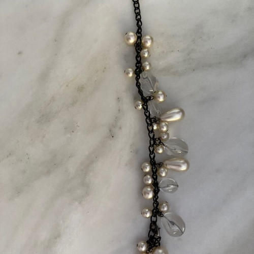 Bracelet with pearls and crystals new, white and silver