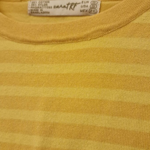 Zara striped blouse 3/4 sleeve like new, yellow, size S