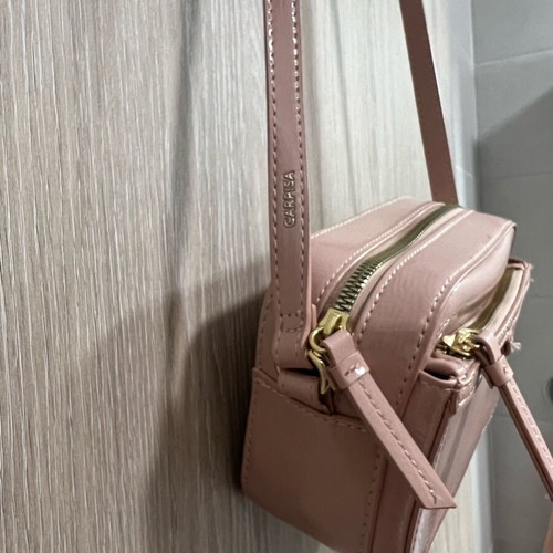 Carpisa crossbody bag new, soft pink with patent texture