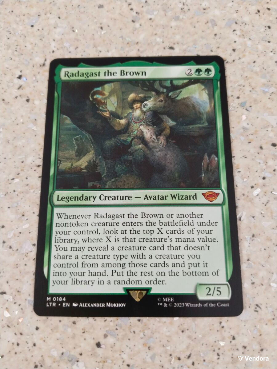 radagast the brown mtg card - Borderless Poster (Foil) (LTR) Create a 3/3 green Beast creature token Radagast the Brown [The Lord