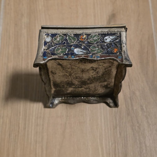 Decorative metal Cloisonné enamel box used, 10cm x 8cm