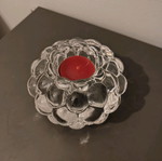 Orrefors Raspberry crystal bowl and candleholder like new