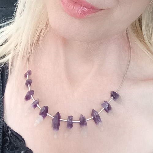 Lalaunis A21 925 necklace choker used with raw amethysts vintage
