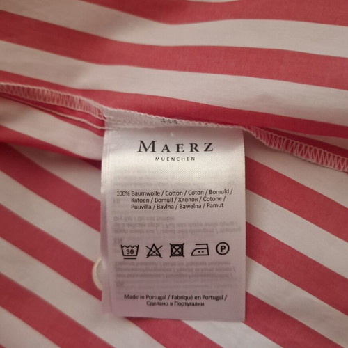 Maerz Cotton Dress Like New, White and Raspberry with Belt and Pockets