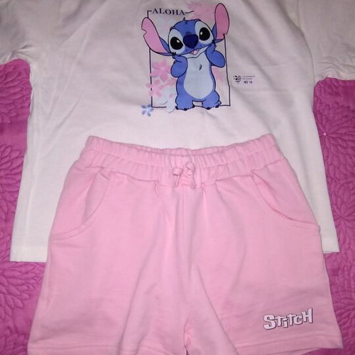 Children's Stitch T-Shirt and Shorts Set Size 14 New, 100% Cotton