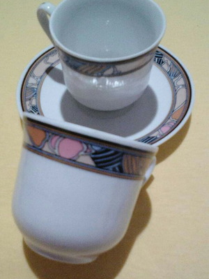 Φλιτζάνια καφέ 5 με πιατάκια πορσελάνης Fena porcelain vintage καινούργια