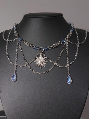 Sunshine Chainmail Necklace stainless steel with turquoise and silver beads made to order