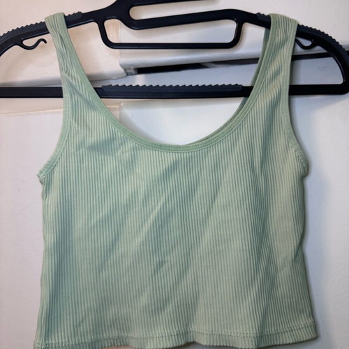 Rib Crop Top Stradivarius in Soft Green, Size M, Like New