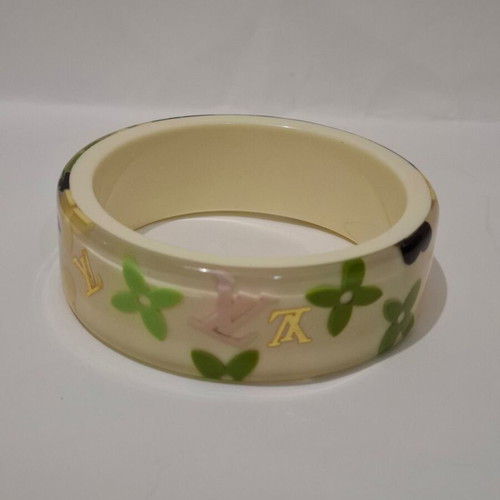 Louis Vuitton Farandole resin bangle bracelet beige and green like new
