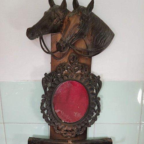 Wall mirror with 2 horses used