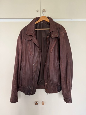 Vintage leather jacket μεταχειρισμένο, νούμερο 54, ζεστό καφέ